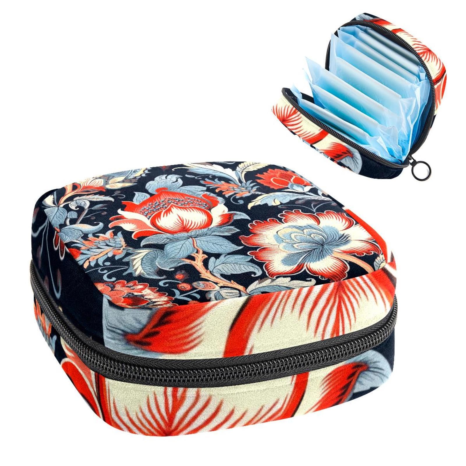 Sanitary Pads Bags, Boho Flower Menstrual Cup Pouch Nursing Pad Holder, First Period Kit Bags for Teen Girls Women Ladies