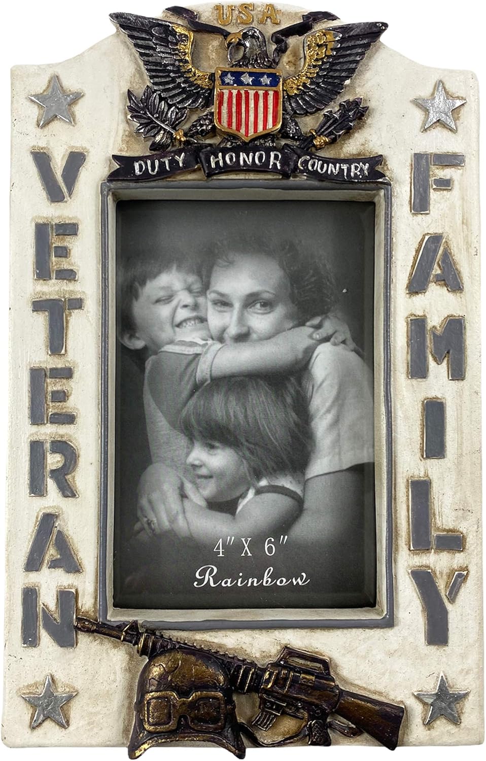 Urbalabs US Veteran Family Picture Frame 4 x 6 Military Gifts Service Member Decor Photo Frame Wall Hanging or Standing 4x6 Picture Frames United States US Flag Military Picture Box