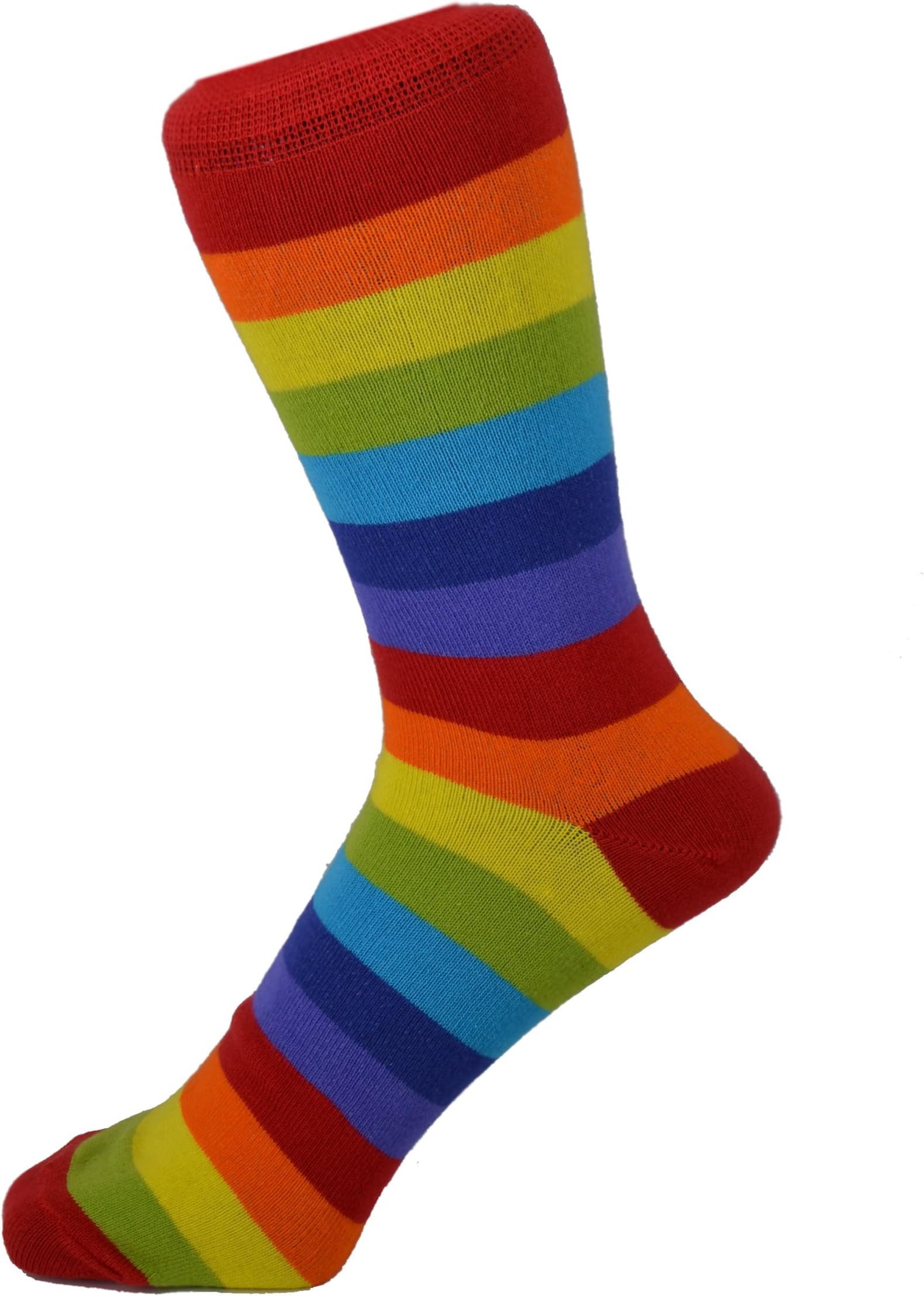 Mens Cotton Rich Striped Pattern Ankle Socks One Size 6-11 (Rainbow)