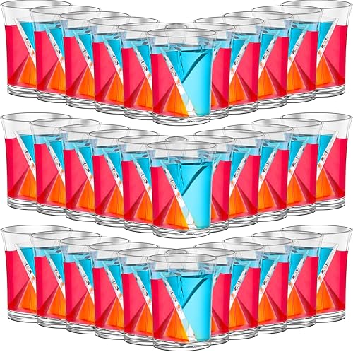 Miniatura 8 de 24 vasos divididos reutilizables de plástico transparente de 2 onzas, vasos de medio disparo para bar, alcohol, despedida de soltera