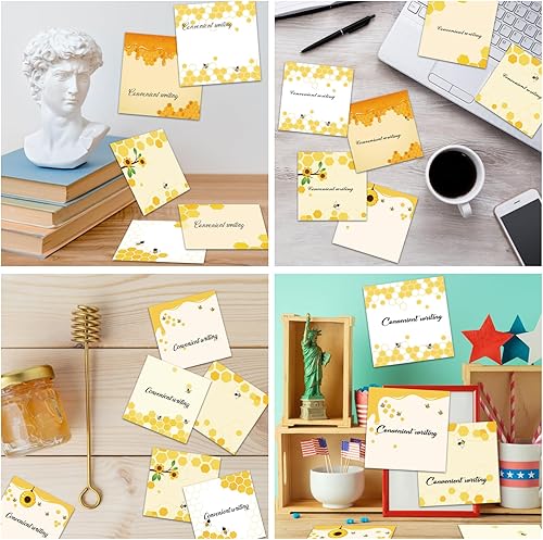 Miniatura 7 de 9 notas adhesivas de abeja de 3 x 3 pulgadas, lindas notas de abeja adversas, notas de notas para escuela, oficina, hogar, suministros para