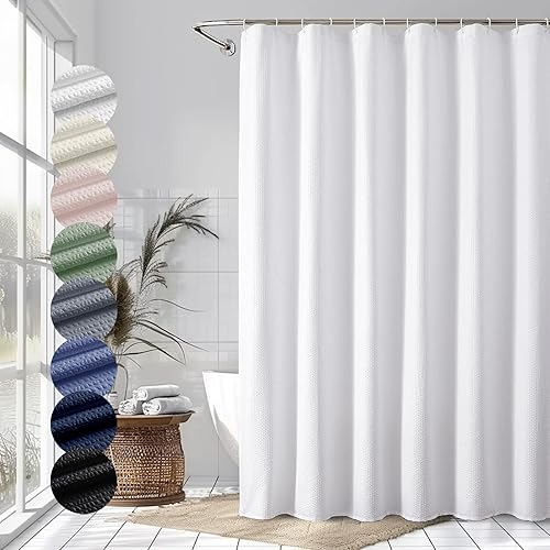 OVZME Cortina de ducha de tela texturizada en relieve para baño, paño suave y lujoso de spa, repelente al agua, lavable a máquina, 72 x 72 pulgadas,