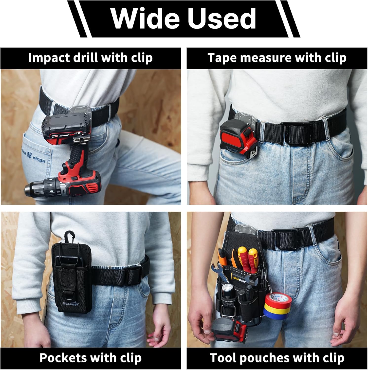 MELOTOUGH Tape Measure Holder, Drill Holder for Tool Belt,Drill Holder,Measuring Tape Holder Fits 1.75"/2" Belt,Sliver