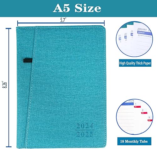 Miniatura 2 de Agenda 2024-2025, agenda semanal y mensual de julio de 2024 a diciembre de 2025 agenda de 18 meses, papel grueso + lazo para bolígrafo + bolsillo +