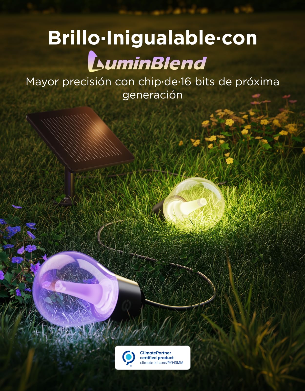 Govee Guirnaldas Luces Exterior Solar 10m, RGBICW con 16M de Colores, 50lm | 112 Modos Escena y Control App, Solo Bluetooth, 8 LED Regulables Irrompibles, 4800mAh, IP67 para Jardín, Terraza, Balcon