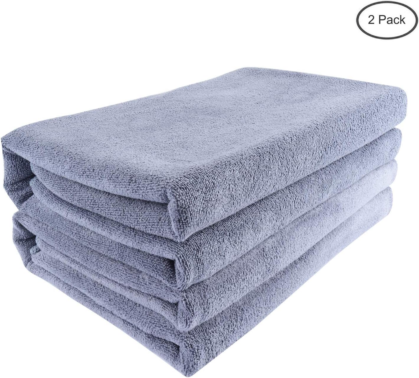 Oversized Microfiber Bath Towels (Bath Sheets), 2 Pack (32 x 71 Inch), Extra Large Super Absorbent, Quick Fast Dry, Soft Eco-Friendly Towels for Body, Bathroom, Travel (2PCS Grey) - Image 2