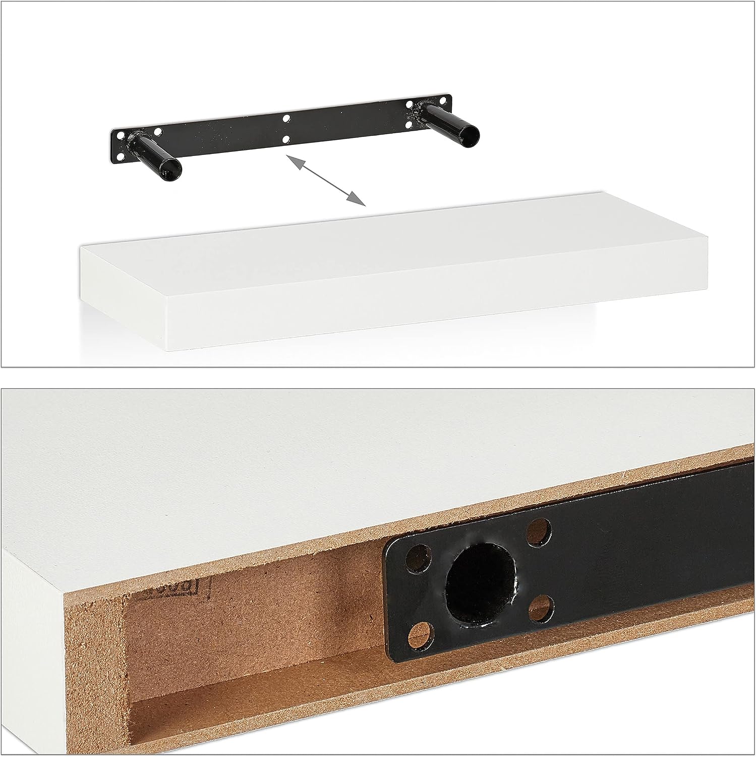Relaxdays Wall Shelves, Set of 3, Shelves in 3 Sizes, Decorative Shelf, MDF, Modern Design, Square Floating Shelf, White