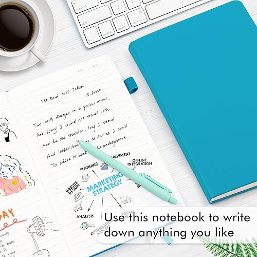 Miniatura 4 de feela - Paquete de 5 cuadernos a granel para la escuela, cuadernos de negocios de tapa dura, diarios clásicos a rayas con soporte para bolígrafo