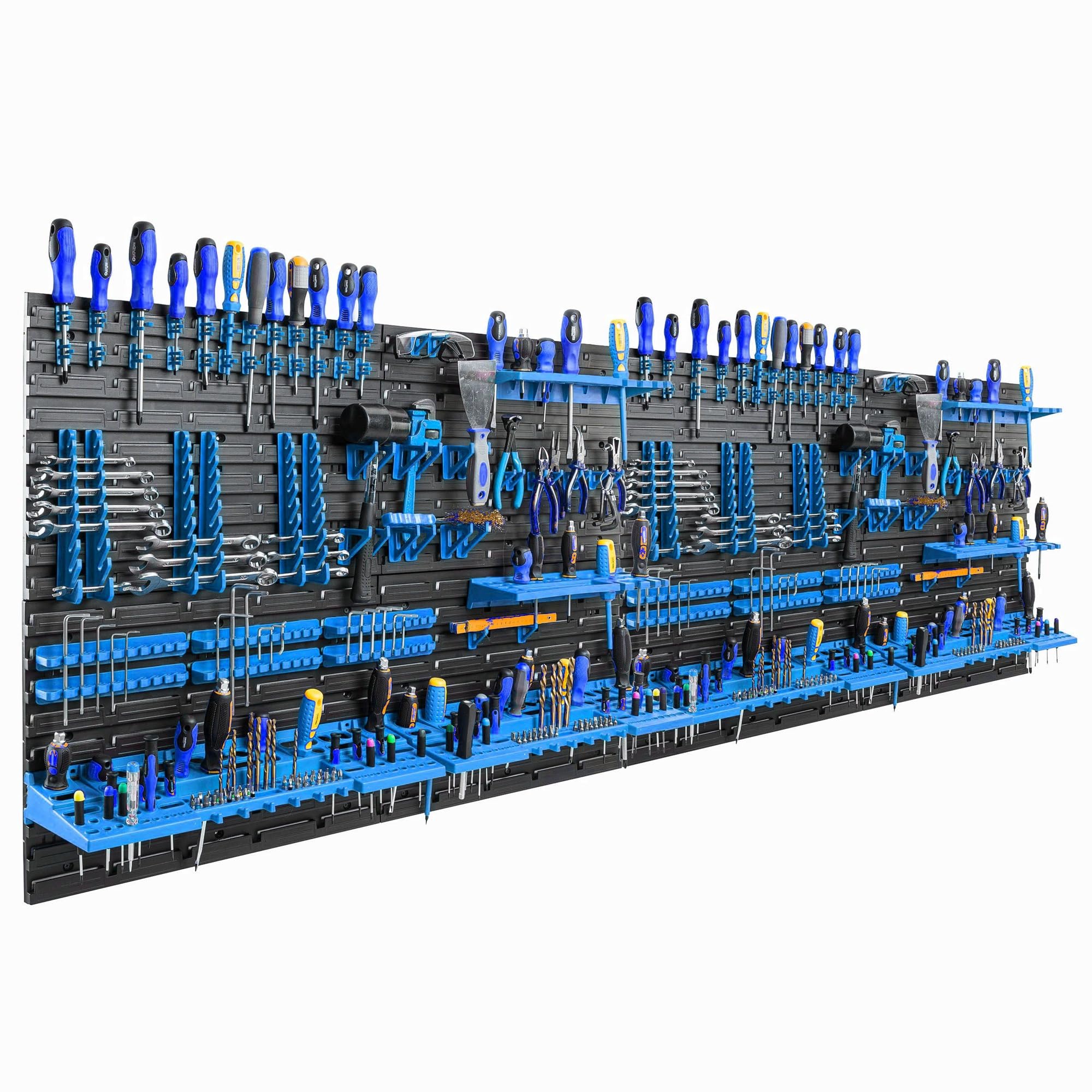 botle Werkzeugwand 234 x 78 cm – Blau, Kunststoff – Werkstattregal mit Wandplatten und Werkzeughaltern