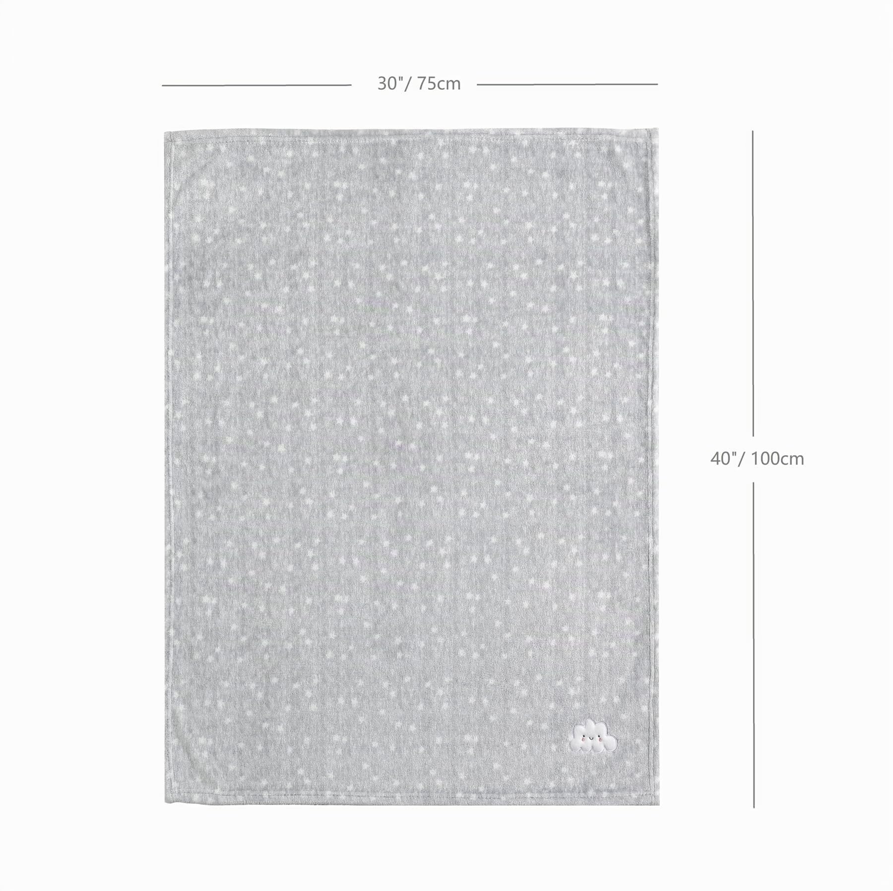 CREVENT - Manta Polar Suave, Ligera y Agradable para la Cuna. Ideal para bebés y niños pequeños, Unisex (75 x 100 cm, Color Gris con el Bordado de una Nube)
