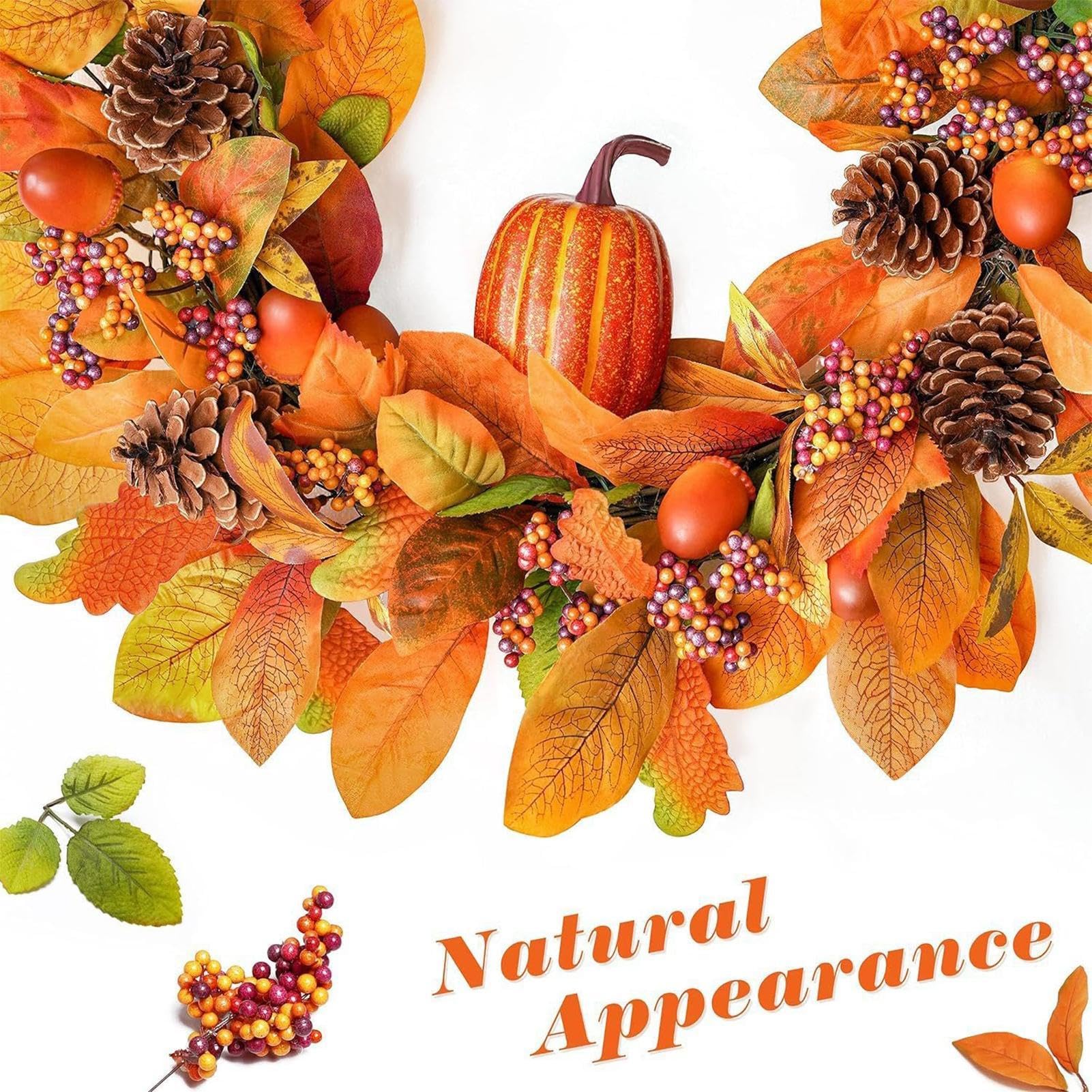 Ghirlanda di zucca autunnale per tutto l'anno per porta d'ingresso, ghirlanda artificiale autunnale per porta d'ingresso, ghirlanda per casa colonica familiare e ghirlanda del Ringraziamento per feste