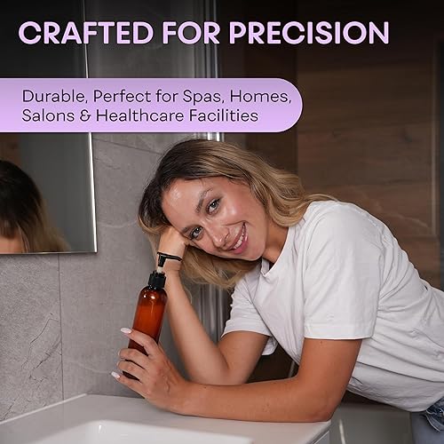 Miniatura 5 de BRIGHTFROM Botellas con bomba de loción, envases de plástico recargables vacíos de 8 onzas, sin BPA, ámbar con dispensador negro para jabón, champú,