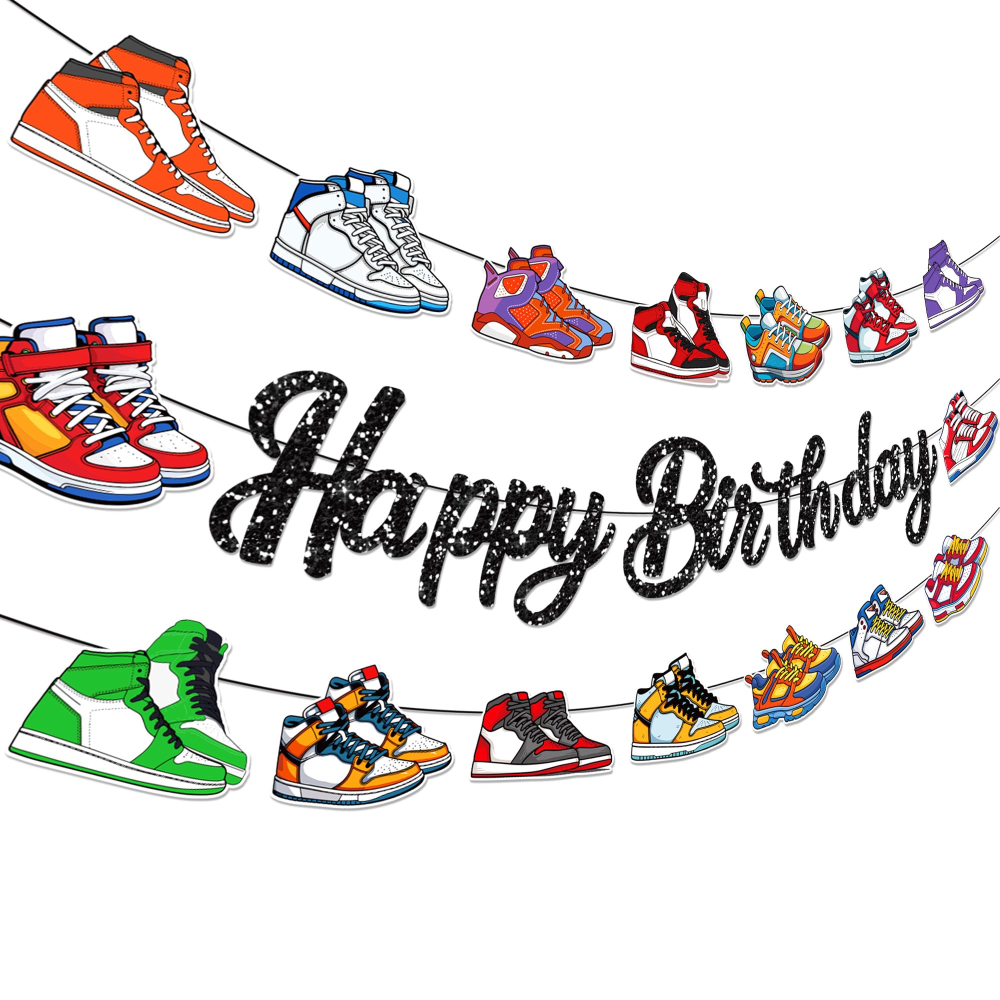 Bannière Happy Birthday chaussures de sport guirlande anniversaire fille garçon