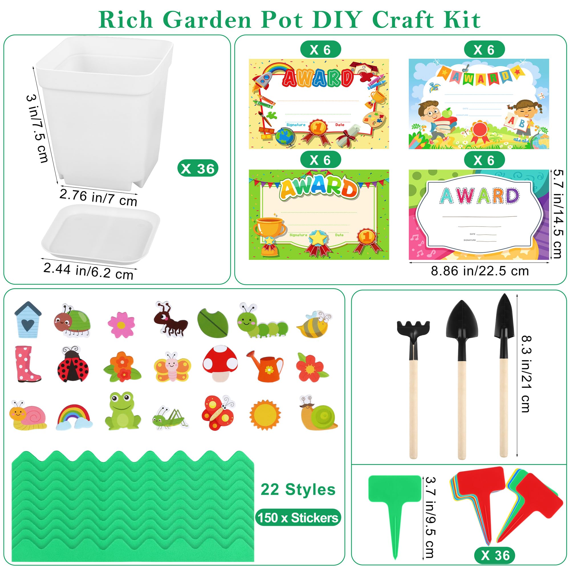 Snapklik.com : Elcoho 36 Set Garden Plastic Pot Craft Kit Plant Spring ...