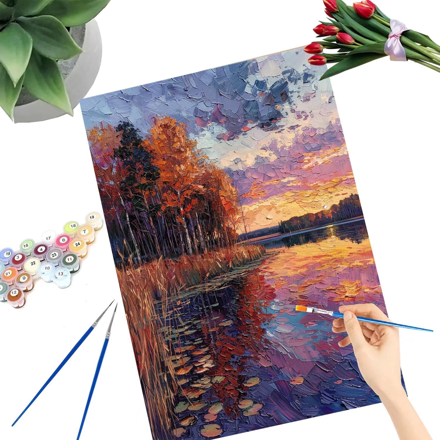 Pintar por Numeros Adultos pintar por numeros niños manualidades niños 10 años, DIY Pintar por Números de Pincel y Pintura acrílica Decoraciones para el Hogar Manualidades, sin Marco 60x80cm C-78