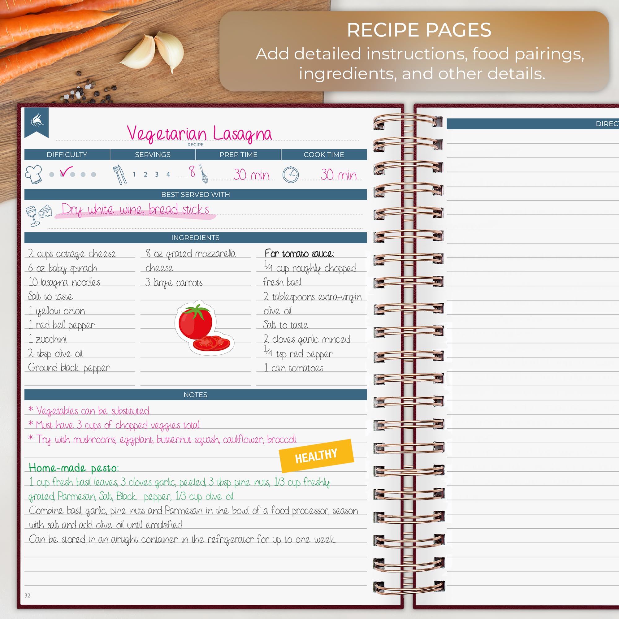 Clever Fox Recipe Book Spiral, Make Your Own Family Cookbook, Blank Recipe Notebook Organizer - Image 3