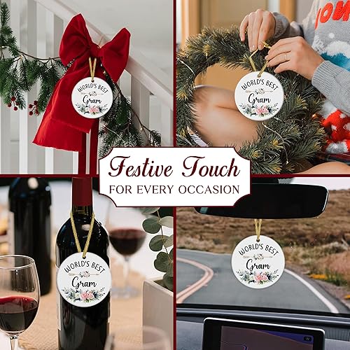 Miniatura 4 de World's Best Gram - Adornos de cerámica de Navidad para abuelas, regalos de nietos, regalos de cumpleaños para el Día de la Madre, adornos de mejor