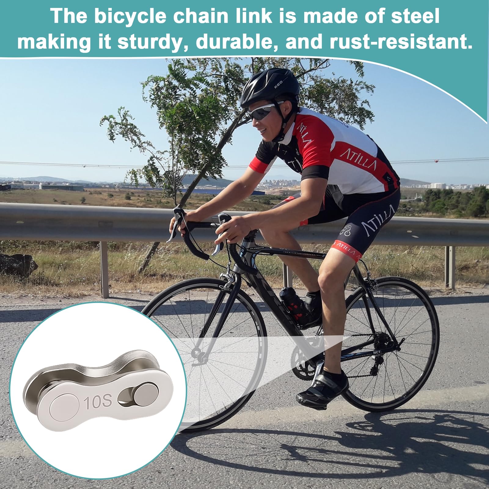 Menibeuty Lot de 10 Paires Maillon Rapide 10 Vitesses pour Chaîne de Vélo, Acier Robuste pour VTT et Vélo de Route, Argent