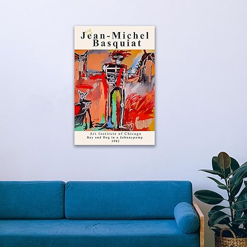 Miniatura 4 de FULL HOUSE Basquiat - Arte de pared, póster de Basquiat de Jean Michel Basquiat, dinosaurio, animales, colorido, graffiti, lienzo para dormitorio,