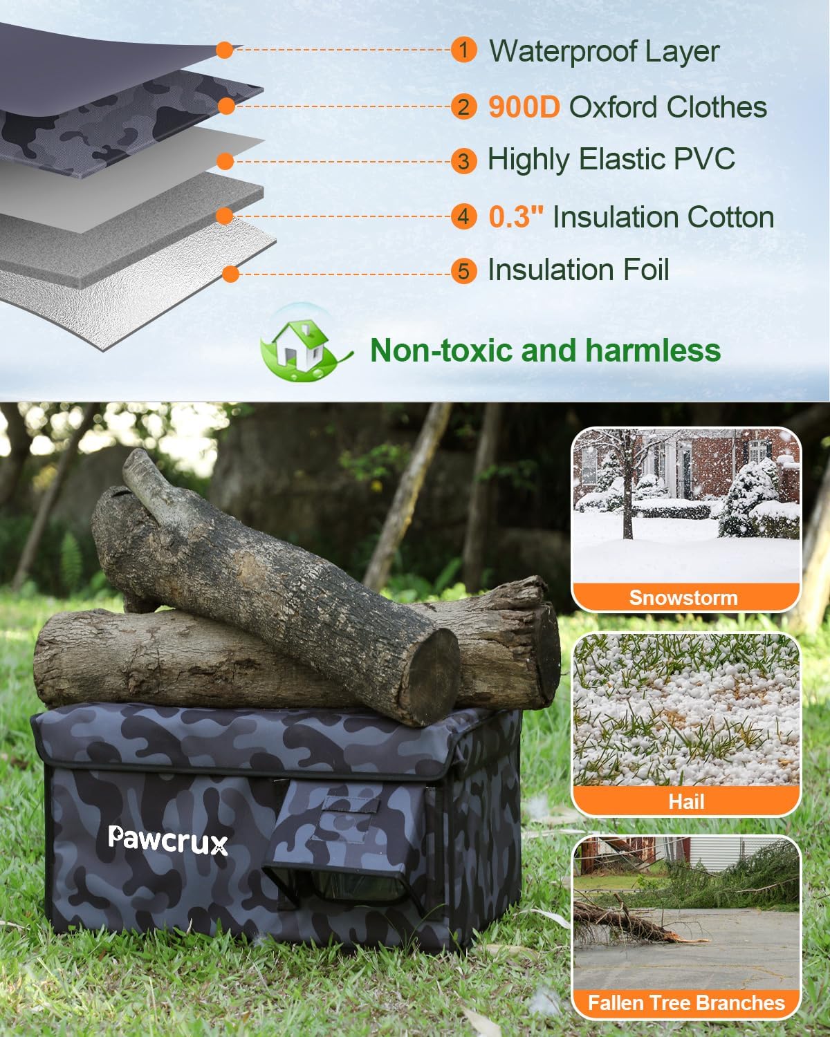 Cat House for Outdoor/Indoor, Weatherproof Cat Shelter Kitty Bed, Waterproof & Elevated & Insulated Feral Cat House