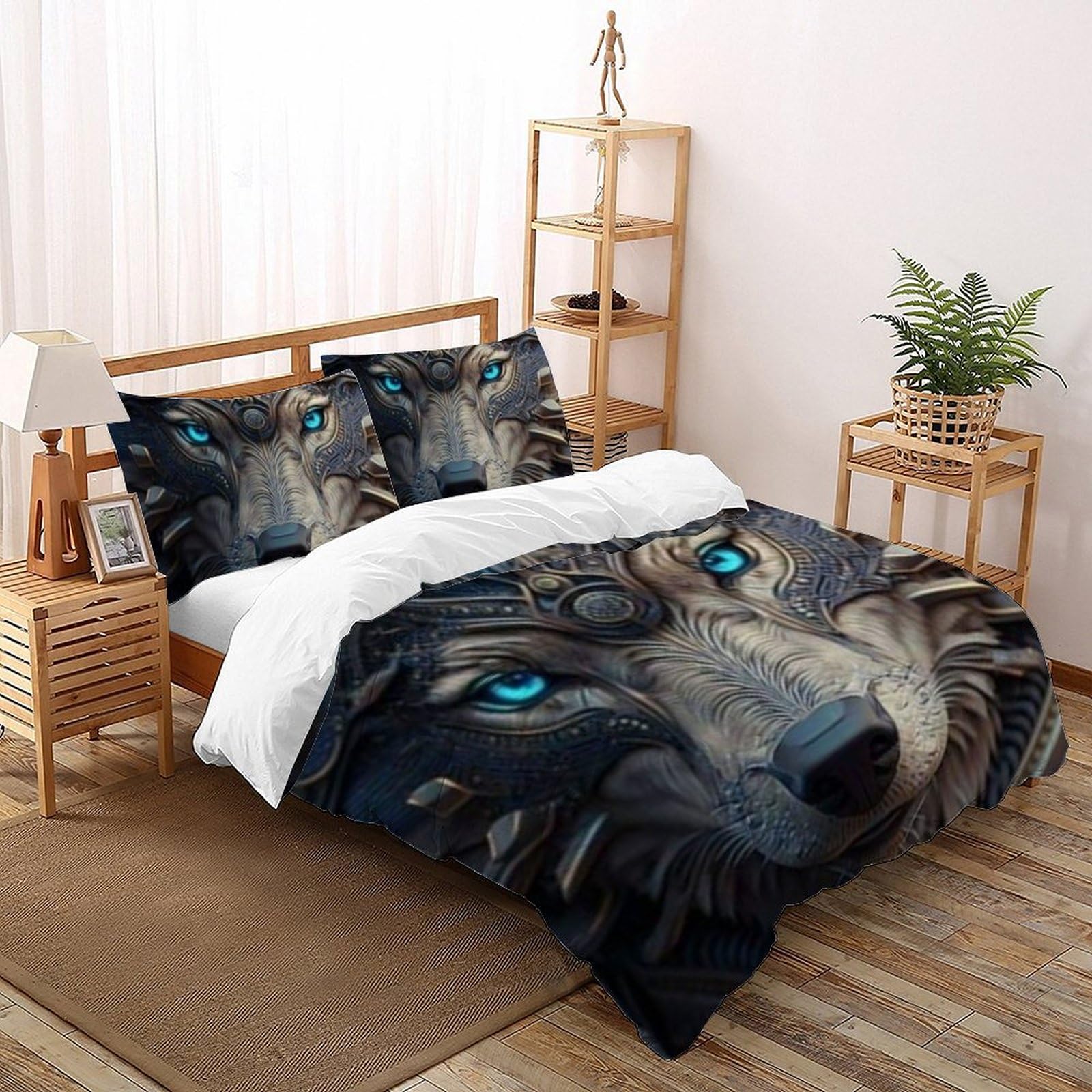 Housse de couette loup sauvage animaux imprimé 3D 200x200cm