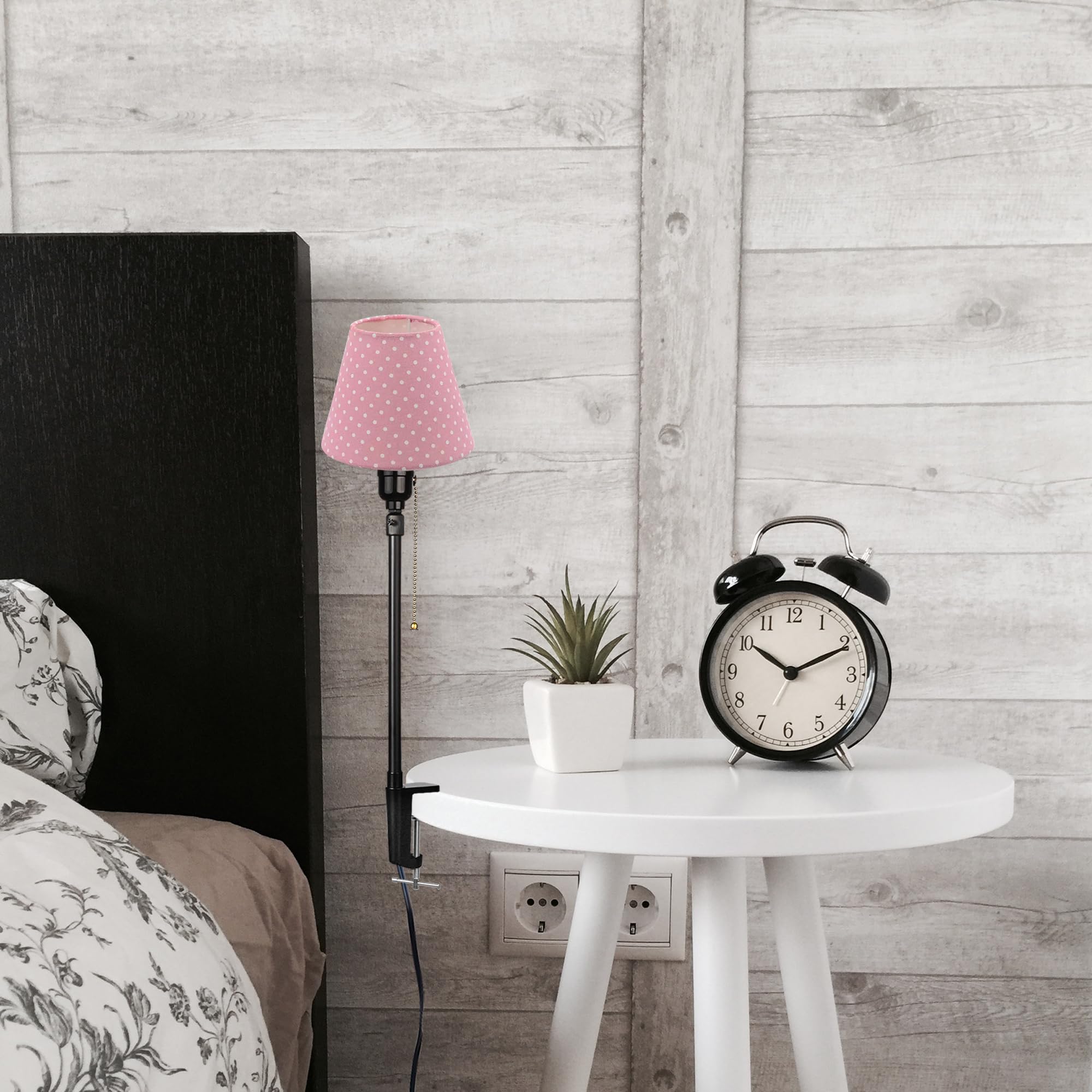 Wiederaufladbar Klemmleuchte mit Fernbedienung, Einstellbare Höhe Clip auf Schreibtisch Leselampe,Rosa Dimmbar Clamp Nachttischlampe mit Flexarm für Schreibtisch Nachttisch - DZ0031