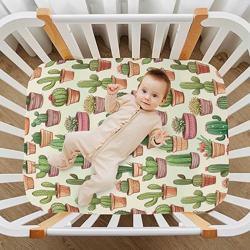 Miniatura 6 de Cactus Crib Sheets - Stretchy Fitted Crib Sheets for Boys Girls, Unisex Cozy Baby Crib Sheet 28 x 52 x 9 Inches