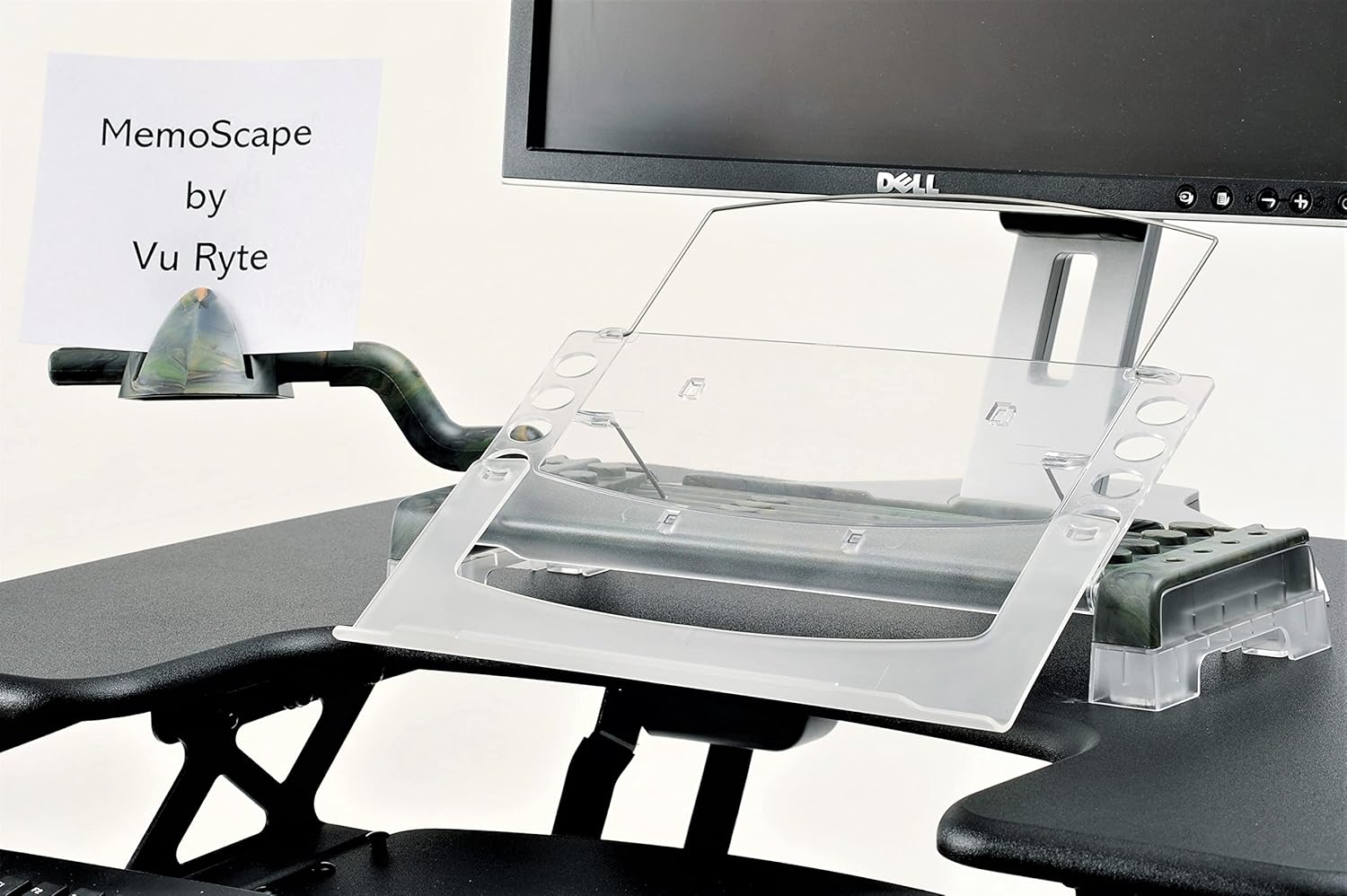 MemoScape Adjustable In-Line Document Holder for Typing | Reduce Neck Strain, Improve Focus, Boost Desk Organization, and Workflow | Paper Holder Stand for Desk and Home Office - Camouflage (VUR 4080)