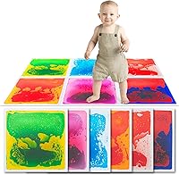 Art3d Liquid Motion Sensory Floor Tiles for Kids - 6 Pack 11.8x11.8 Inch Colorful Anti-Slip Play Mats