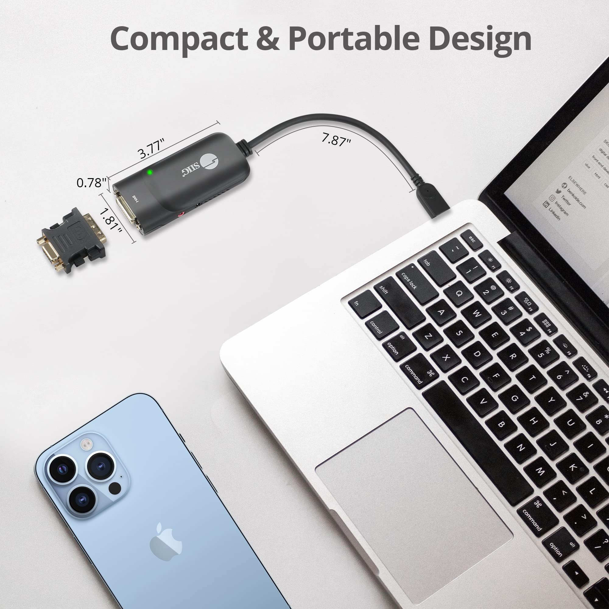 SIIG Adattatore da USB 3.0 a DVI e VGA, 2048 x 1152, JU-DV0112-S3