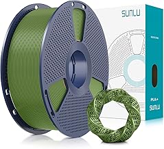 SUNLU Filamento PLA+ 1.75mm, Filamento PLA Plus per Stampanti 3D, PLA+ Filament per Stampa 3D Più Duro e Resistente, Avvolto Perfettamente, Precisione Dimensionale +/- 0.02mm, 1KG Verde Oliva
