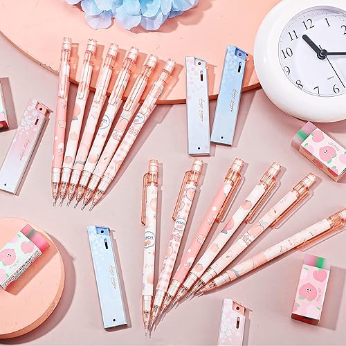 Miniatura 6 de Breling Juego de 30 lápices mecánicos Kawaii Melocotón, papelería kawaii, set de regalo de regreso a clases, 12 lápices mecánicos japoneses, 6