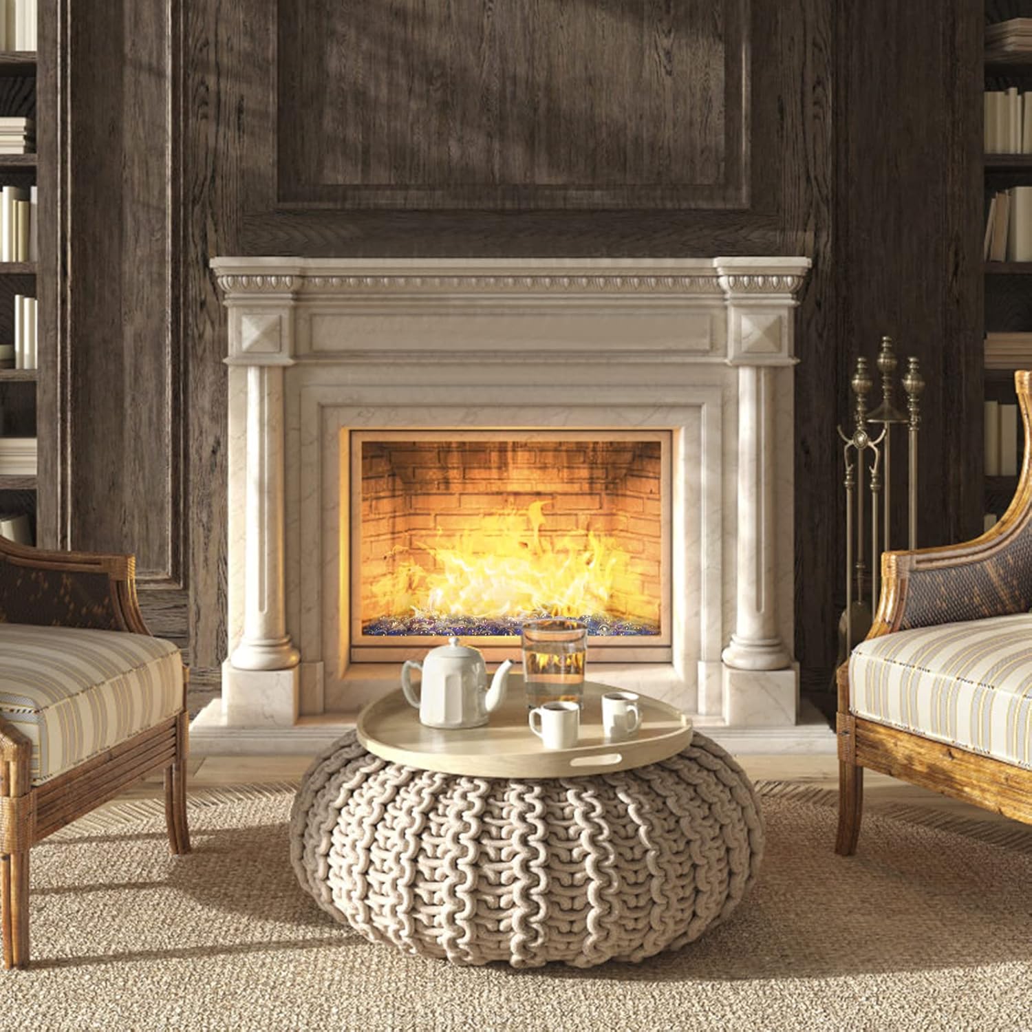 GASPRO 10 lbs Cobalt Blue Fire Glass and 10lb 2-3 Inch Large Lava Rocks for Propane Fire Pit