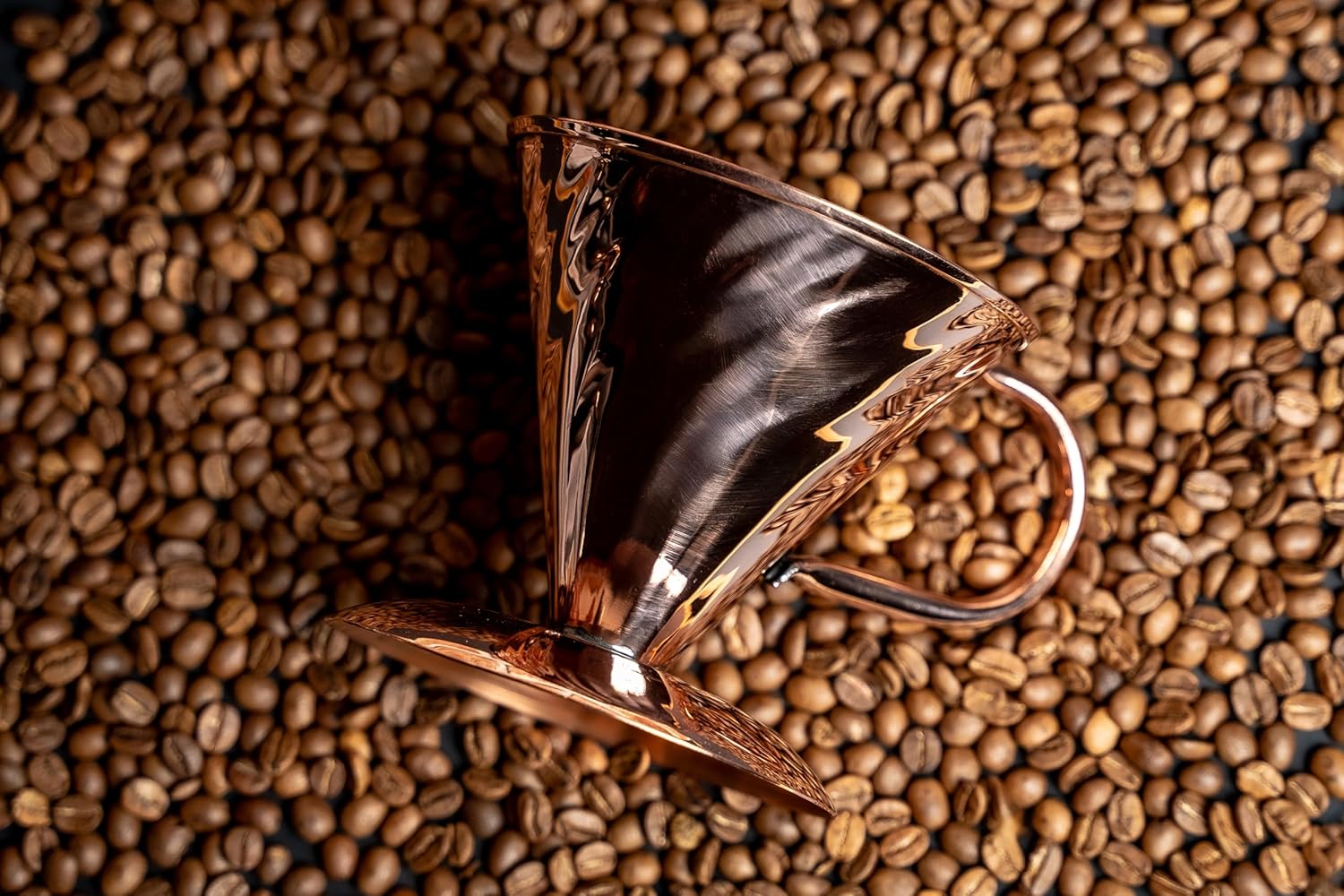 Copper Pour Over Coffee Dripper, 0.35L Single Cup Manual Brewer, Coffee Filter Cone