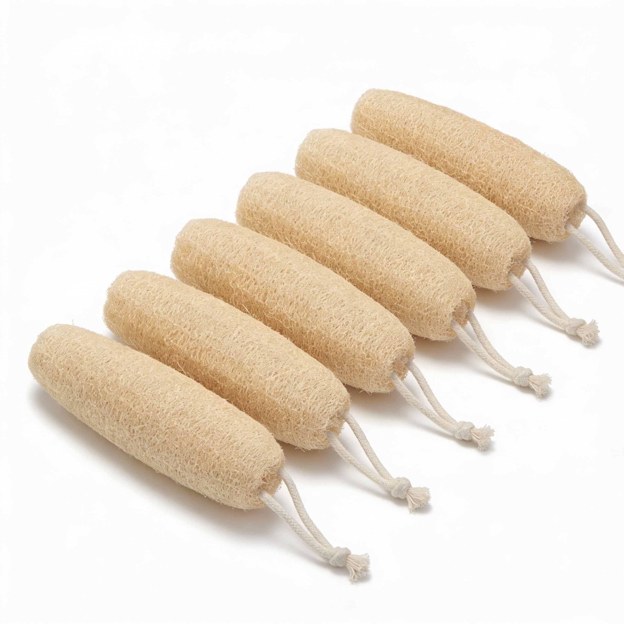 Natural Loofah Bath 8" Scrubbers LOOFAH WITH LASE | 100% Organic | Shower Face Back and Body Exfoliating Sponge, Natural size Loofah Scrubbers (Pack of 6)-image-49