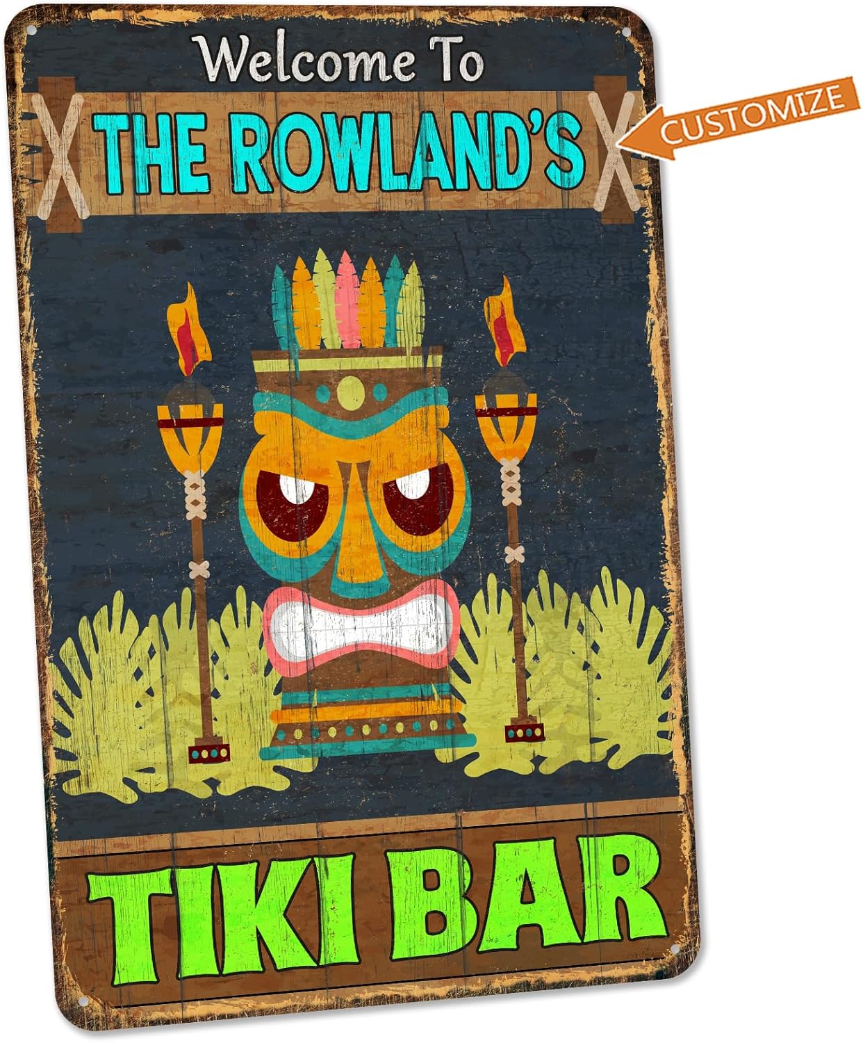 Personalized Tiki Bar Sign, Tiki Hut Décor, Backyard Sign, Patio Sign, Pool Décor, Wall Decor, Tropical Sign, Surf Beach Wall Art, Patio Plaque, Made in USA 108122002039
