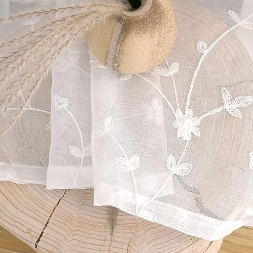 Miniatura 7 de YoungsTex Cortinas Semitransparentes de 36 Pulgadas de Largo para Ventana de Cocina y Café, Cortinas Cortas de Encaje Blanco con Bolsillo para