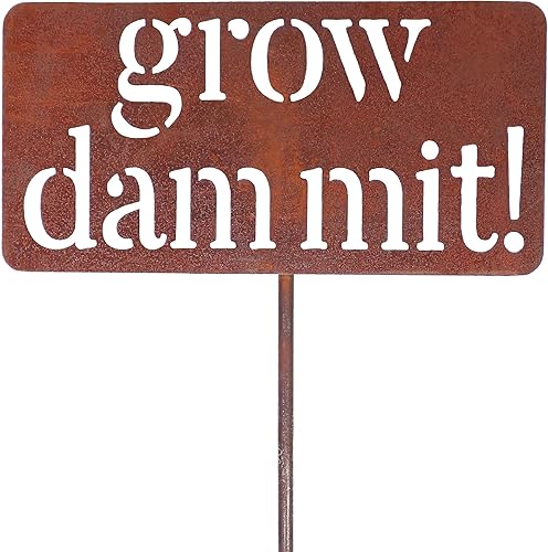 Genius Grow Dammit Funny Garden Sign - Gardening Gifts For Him
