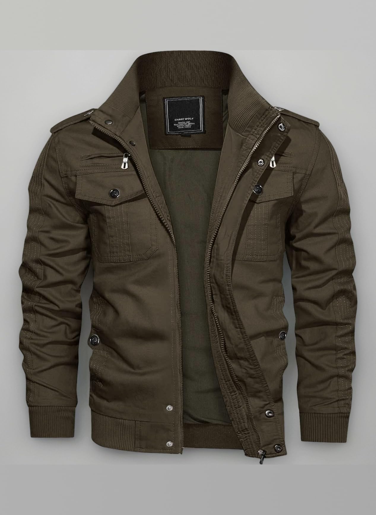 Mens Warm Fleece Cargo Jacket Winter Military Bomber Jackets Windproof Work Coat with Multi Pockets