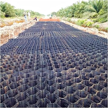 Pea Gravel Grid Paving Stabilizer,Polyethylene Honeycomb Geocell,Honeycomb HDPE Geogrid,Permeable,for Retaining Wall,Steep Driveway,Erosion Control,Traffic Areas,2 * 6m6.56 * 19.69ft