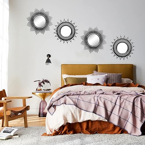 Miniatura 3 de ZEXUIRU Juego de 4 espejos pequeños para decoración de pared espejos redondos blancos para decoración de habitación y hogar espejos decorativos para