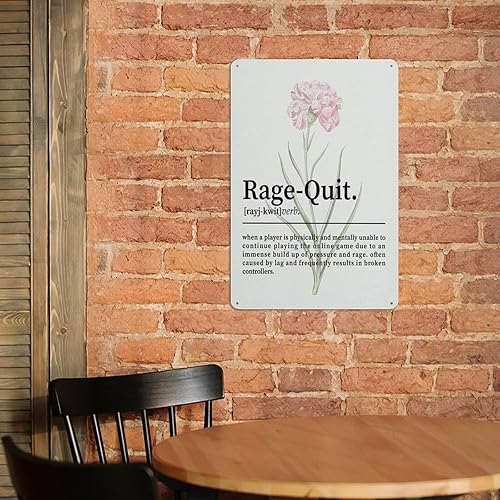 Miniatura 5 de Letrero de metal rústico con definición de Rage Quit Definition, decoración de pared para dormitorio de niños, póster de arte de pared, póster de