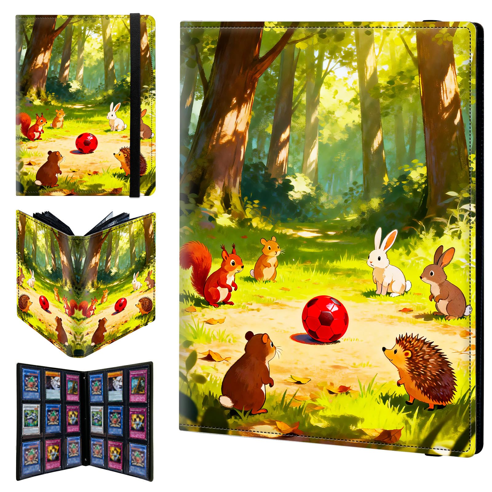 9 Pocket Trading Card Binder 900 Side Loading Pocket Album with Forest Football Pattern Design Card Binder for Sports Cards & Game Cards — image 1