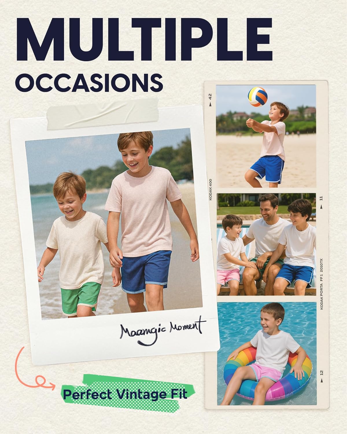 maamgic Boys Swim Trunks with Compression Liner Vintage Swim Shorts Toddler Swimsuit - Image 6