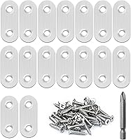 Eunenete 16-Pack 40mm Stainless Steel Flat Straight Brackets with 32 Screws & Bit - Durable Furniture Repair Braces