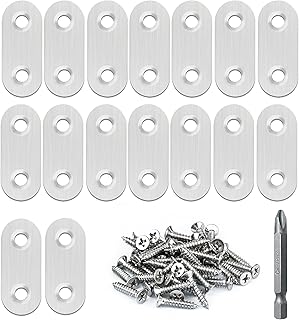 16 Pack Flat Plate Straight Brackets 40MM Stainless Steel Flat Metal Braces,Repair Bracket with Screws
