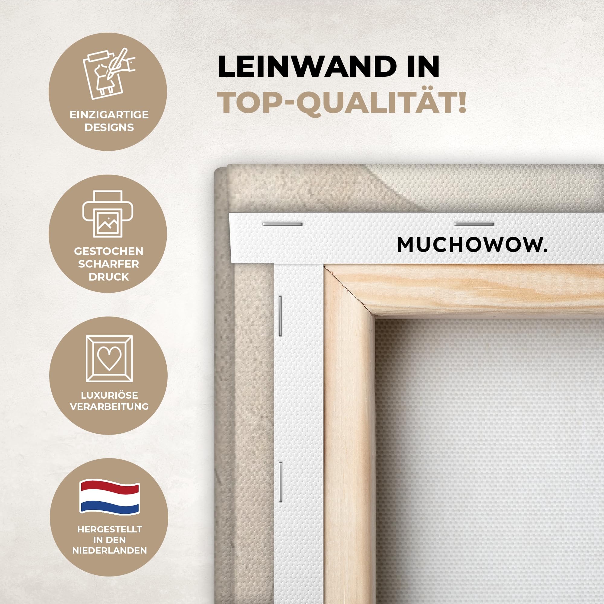 MuchoWow© Bilder Groß 180x60 cm Wohnzimmer Deko Modern Wandbild XXL Kunstdruck auf Leinwand Bild Schlafzimmer über Bett Room Decor Geschenke Beige - Hügel - Muster