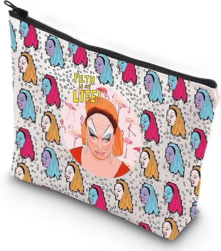 Miniatura 8 de G2TUP Divine Babs Johnson Inspire Filth is My Life Bolsa de maquillaje Rosa Flamencos Drag Queen Canvas Zipper Bolsa de maquillaje La suciedad es mi