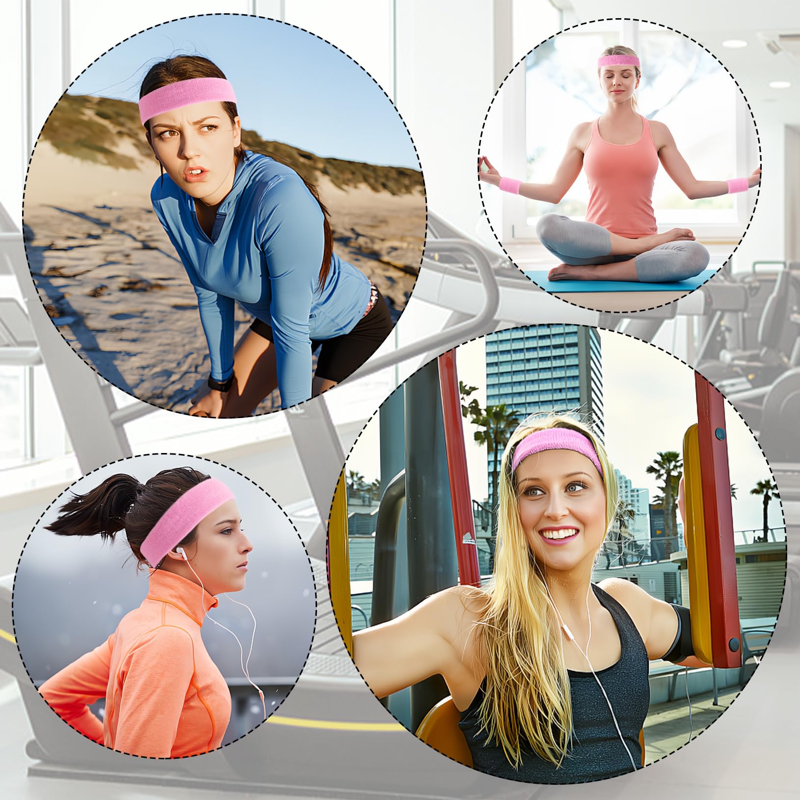 ONLYFU Neonschweißbänder, buntes Sport-Stirnband-Set für Damen und Herren, atmungsaktives Frottee, athletische Schweißbänder für Basketball, Tennis, Laufen, Yoga, 78 Stück, mehrfarbig
