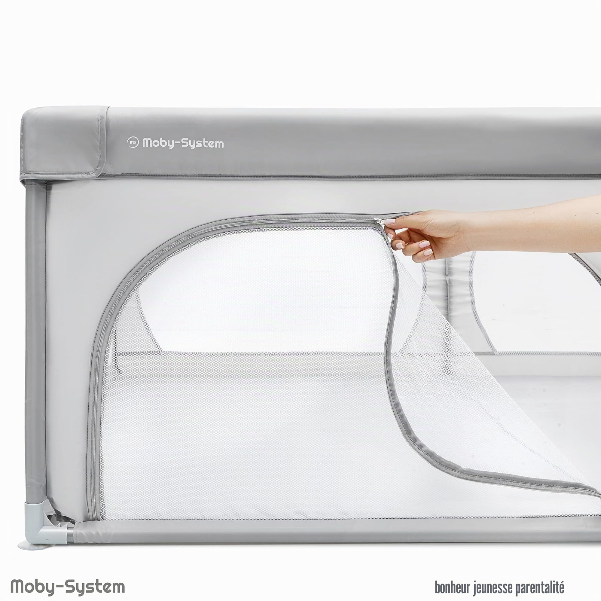 Moby-System Stylo pour bébé, centre d'activités pour enfants, avec base antidérapante, stable, protection imperméable à l'eau, sac de transport, 200x160cm, gris